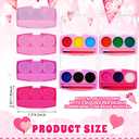 24 Pack Valentines Watercolor Paint Set Gifts Mini Washable Watercolor Paint with Paintbrush Water Color Kit Valentines Gift for Exchange Prizes Art Party Favors Supplies