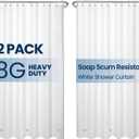 LiBa Shower Curtain 2 Pack- Waterproof Plastic Shower Curtain Premium PEVA Non-Toxic with Rust Proof Grommets White 8G Heavy Duty Bathroom Accessories 72x72