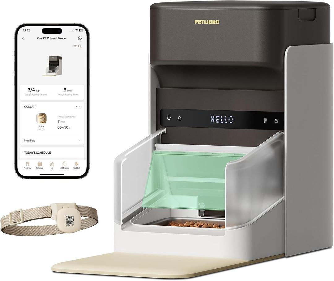 PETLIBRO RFID Automatic Cat Feeder, Collar Tag-Activated Personalized Meals, 5G&2.4G Wi-Fi Programmable Cat Food Dispenser with Cats Recognition & Diet Tracking for Multi-Pet Homes and Different Diets