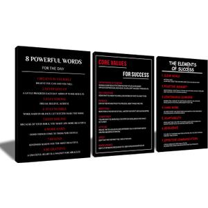 GYMHYSP Core Values Canvas Wall Decor, Motivational Poster Print 60x28 Inch
