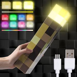 Light-up Wall Torch - Batteries & USB Pluggable Night Lamp - Hand Held or Wall Mount Lighting Torch 7-Color Night Light