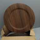 JEVERGN 24 Pack Farmhouse Charger Plates, 13'' Faux Wood Chargers for Dinner Plates, Brown Plate Chargers Set of 24, Round Plastic Charger for Wedding, Party Event, Dinner, Table Setting