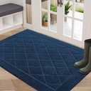 BEQHAUSE Dirt Trapper Door Mat 32" x 48", Doormat Non-Slip Entryway Rugs Washable, Dog Door Mat Stain Resistant and Absorbent Welcome Floor Mat for Front Back Door, Muddy Wet Shoes & Paws, Navy Blue