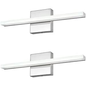 kinyota Modern LED Vanity Lights for Bathroom 2 Pack 16IN 9W Daylight White Chrome Bathroom Light Fixtures Lights Over Mirror Vanity Lighting Fixtures Vanity Light