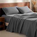 Bare Home Flannel Sheet Set 100% Cotton, Velvety Soft Heavyweight - Double Brushed Flannel - Deep Pocket (Full XL, Grey)
