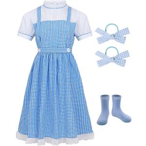 Adult Princess Costume Women Girls Cute Blue Dress for Princess Costume Cosplay Cute Halloween Costume Set (Medium)