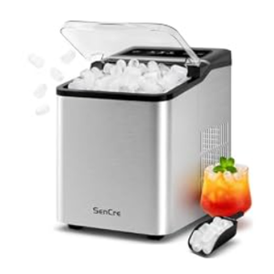 Ice Makers Countertop, 26.5Lbs/24H Ice Machine with 2 Sizes Bullet Ice, 9 Ice Cubes Release in 6 Mins, Self-Cleaning Portable Ice Maker with Ice Scoop and Basket for Home Kitchen Office Bar RV
