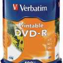 Verbatim DVD-R 4.7GB 16X White Inkjet Printable with Branded Hub, 100-Disc