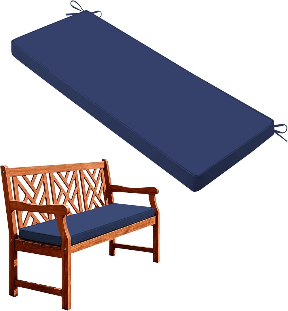 Outdoor Bench Cushion Pad, Patio Bench Cushion 48"x18", Navy Blue
