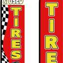 HunnmingRe 2 Pack 12 Feet Tire Sale King Flags New and Use Tires Shop Feather Flags for Businesses Highly Visible Weatherproof Polyester Banner Sale Advertising Sign No Flagpole Include(Fashionable)