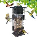 Squirrel Proof Bird Feeders Outdoor Hanging Metal Feeder, 4 Ports for Wild Birds | Weather-Resistant, 2.5 LB Capacity, Ideal for Family Yards & Gardens