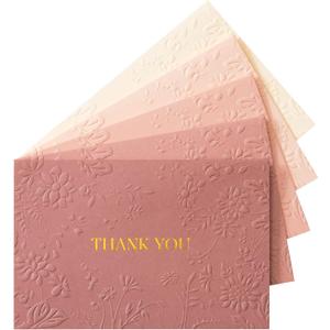 Crisky Pink Wedding Thank You Cards with Envelopes(Dusty Rose),50 Pack Embossed Floral Thank You Cards for Bridal Shower, Baby Shower, Small Business, Graduation Party Favors Decorations