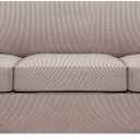 4 Piece Stretch Sofa Covers for 3 Cushion Couch Covers Furniture Slipcovers (1 Base Cover Plus 3 Seat Cushion Covers) Thicker Jacquard Fabric Cover (XL Sofa, Khaki Sand)