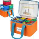 4 Packs Magnetic Tiles Storage Bags,Magnetic Tiles Storage Bin,Toy Organizer Case with Mesh Pocket and Tag Pocket for Magnet Building Tiles,Board Game,Puzzle and Lego Bricks (4PCS(1 large+3 small))