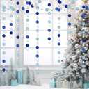 Outus 10 Pieces Silver Round Dots Garland Graduation Party Hanging Decor Each Length 13.1ft Glitter Paper Dot Streamers for Birthday Wedding Classroom Supplies (Blue)