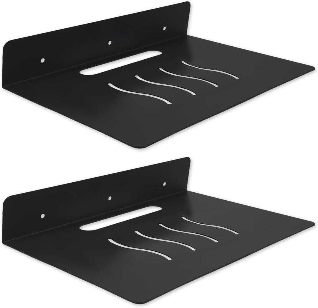 Steel Floating Shelves for Wall,Small Wall ShelfSuitable for Bedroom, Living Room, Bathroom, Kitchen, Office (Black, 2Pack 9.06x6.89 in)