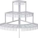 3 Tier Plant Stand Semi-Circular Flower Pot Organizer Rack Quarter Round Plant Display Holder Outdoor Storage Shelves Metal Corner Shelf Planter Shelving Ladder Plant Stand for Indoor Use(White)