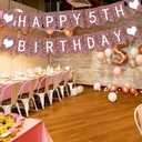 Meanplan 124 Pcs DIY Letter Banner Glitter Customizable Banner Reusable Happy Birthday Party Decor Including 110 Letters and Numbers 5 Rope for Men Women Bunting Shower Birthday Party(Rose Gold)