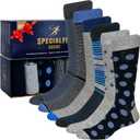 Diabetic socks for men, Non binding cotton socks, Extra Wide Socks,Premium Diabetes care,Soft Neuropathy socks, 6 Pairs (11-15, Patterned - Blue)