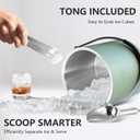 Bakpoco 3L Ice Bucket with Silicone Lid, Scoop, Tongs & Strainer, Stainless Steel Double Wall Insulated Ice Buckets for Parties & Cocktail Bar, Outdoor Champagne Ice Container Bin, Dusty Green