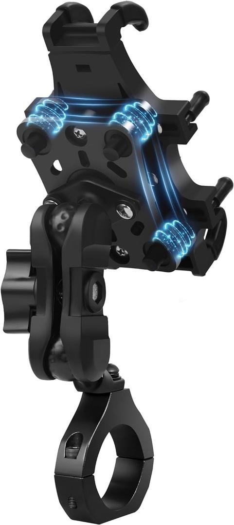 Anti-Vibration UTV Phone Mount Heavy Duty, Full Protection SXS Phone Holder with Aluminum Bracket Fit for 1.75-2" Roll Cage, Adjustable UTV Cell Phone Holder Holds 4.7-7.1" Phones Black