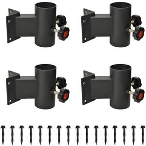 2 Pcs Black Patio Umbrella Holder, Heavy Duty Offset Umbrella Stand, Deck Umbrella Corner Mount Bracket for Outdoor Railing Post, Fences, Balcony (Fits Max Outside Diameter 2'')