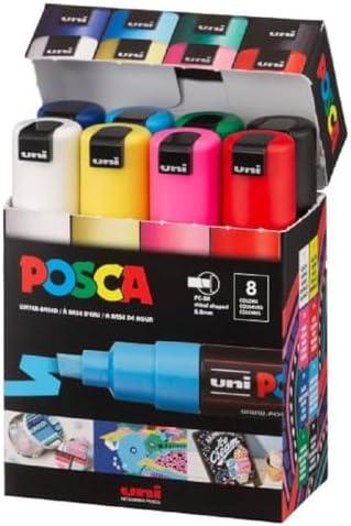 Posca Mitsubishi Pencil PC8K8C Broad Point, 8 Colors