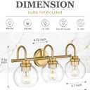 Bathroom Light Fixtures, 3-Light Brushed Gold Vanity Lights with Globe Clear Glass, Champagne Bronze Vanity Lighting Fixtures Over Mirror, AD-22280-3W-GD