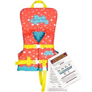 Dark Lightning Coast Guard Approved Toddler Life Jacket 0-30 lbs, Swimming Pool Floaties for Toddlers 1-3 Years Old, USCG Baby/Infant Swim Vest 20-30 Pounds (Red)