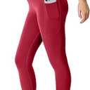 High Waisted Leggings for Women 25"/28" Inseam with Pockets Tummy Control Buttery Soft Yoga Pants (X-Small, Red)