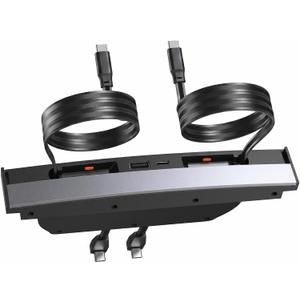Upgrade Tesla USB Hub for Tesla Model 3&Y Waterproof - 4Ports Fast Chargr for Model Y/3 Accessories 2023 2022 2021 Retractable Docking Station, 2 Type-C Fast Charging Cables (Not Fit Model 3 2024)