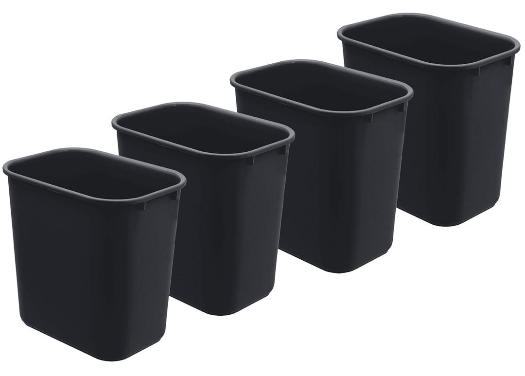 Whitmor Wastebasket, Deskside Bin, Trash Waste Can (Plastic) (Black Color) (Set of 5)