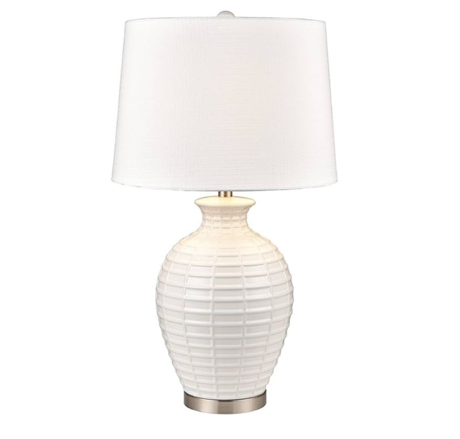 28" Tall 1 Light Table Lamp, Transitional White