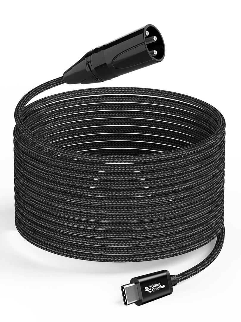 CableCreation USB C to XLR 15ft, Type C to XLR Male Audio Output Braided Stereo Cable for Amplifier, Speaker, Mixer Console,Work with Cellphone/Laptop/Tablet,Windows Macos iOS Android Linux