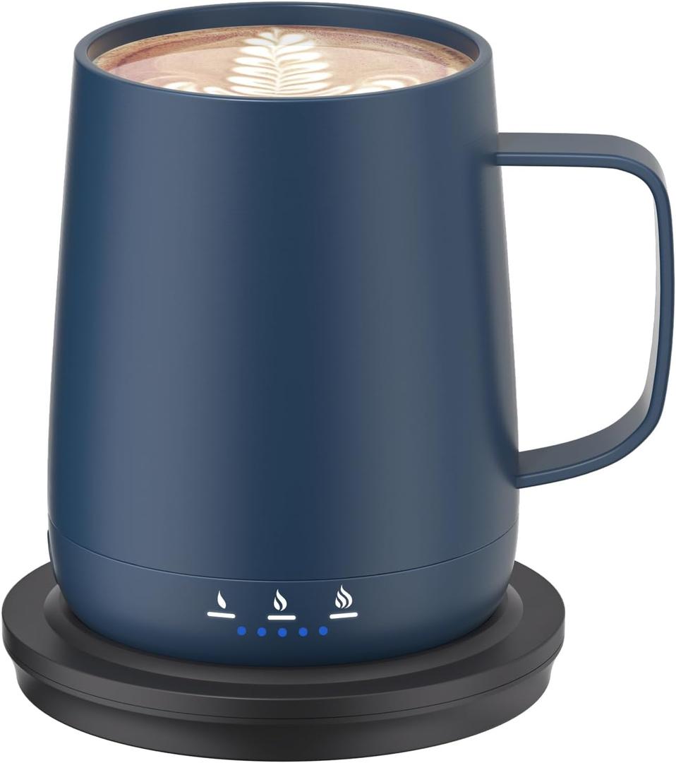Smart Self Heating Coffee Mug,14oz Temperature Control Coffee Mug,Hot up to 150F,Rechargeable Heated Coffee Mug,Up to 6H Battery Life,Coffee Cup Warmer,Great Gift for Coffee Lovers,Dad,Mom (Blue)