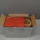 Oikss 100 Pack 5.25x3.25x8.25 Inch Small Orange Kraft Paper Bags with Handles Bulk for Birthday Wedding Party Favors Grocery Retail Shopping Business Goody Craft Gift Bags Cub Sacks (100pcs Count)