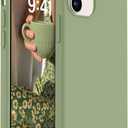 AOTESIER Shockproof Designed for iPhone 12 Mini Case, Food Grade Liquid Silicone Phone Case with [Soft Anti-Scratch Microfiber Lining] Drop Protection 5.4 inch Slim Thin Cover, Tea Green