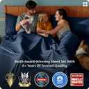 Bedsure Queen Sheet Set, Rayon Derived from Bamboo, Cooling Sheets, PureWoven, Breathable & Soft, Deep Pocket Up to 16 Inches, Hotel Luxury Silky Bedding for Hot Sleepers, Navy