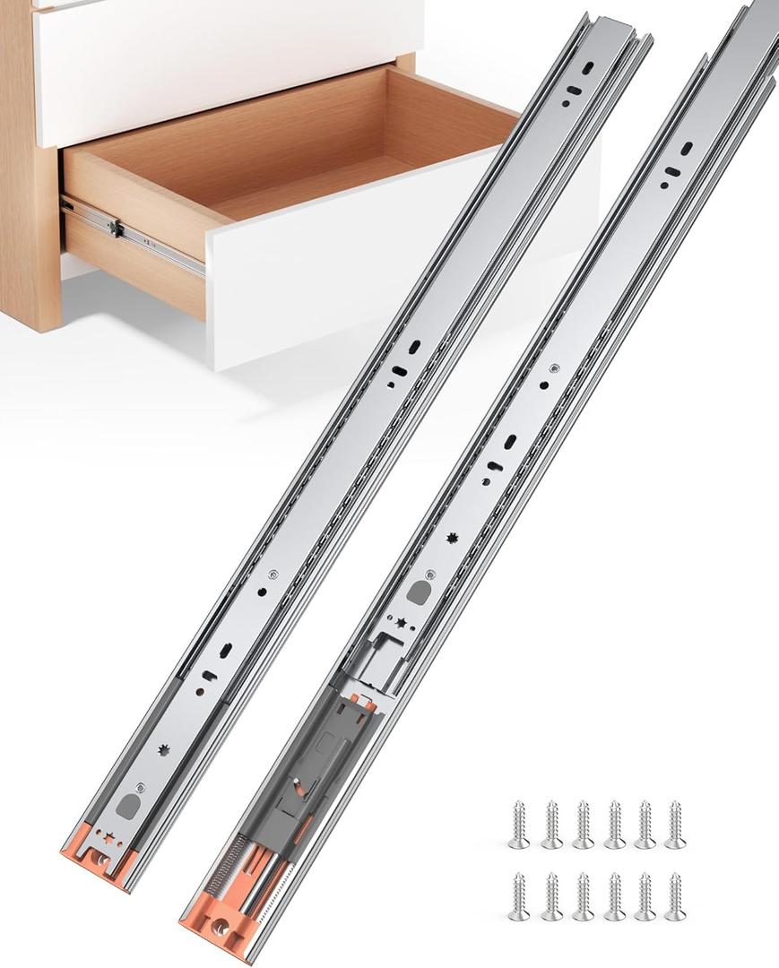 Chibery 14 Inch Side Mount Soft Close Drawer Slides, 10 Pairs Heavy-Duty Full Extension Kitchen Cabinet Drawer, Metal Ball Bearing Smooth Slow Quiet Self Closing Dresser Glides Runners, 100LB Capacity