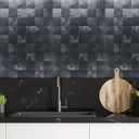 XUANINY Peel and Stick Metal Backsplash Tiles, Self Adhesive Aluminum Mosaic 3D Wall Sticker for Kitchen (Dark Wooden, 10)