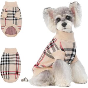 Small/Medium Dog Sweater, Warm Dog Winter Coat w/Sleeves, Comfortable High Neck & Leash Hole, Premium Dog Clothes for Schnauzer-Best for Holidays, Daily Walks M Apricot
