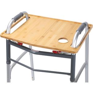Walker Tray Table with Cup Holder - Multipurpose Bamboo Tray for Seniors, Crafts, Laptops - Walker Accessories (Bamboo Wood-A)
