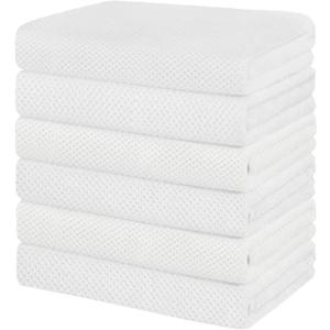 HOMEXCEL 6 Pack Bath Towel Set, (24 x 48 Inches) Microfiber Ultra Soft Highly Absorbent Bath Towels, Lightweight and Quick Drying Towels for Hotel, Bathroom, Spa and Beauty Parlor, White