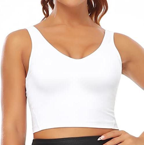 OUYISHANG Strappy Yoga Workout Sports Bras for Women Criss Cross Back Medium Support Running Bra with Removable Cups