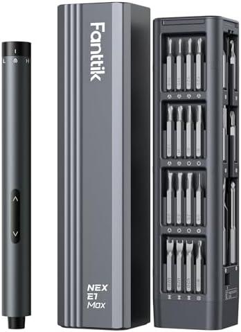 Fanttik E1 Max Electric Screwdriver, Mini Precision Screwdriver Set, 50 Magnetic Bits, Magnetic Storage, 5/32‘’Hex, Repair Tool Kit for Electronics Phone Camera Laptop Watch (Grey)