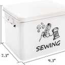 ZOOFOX Sewing Box with Removable Tray, Metal Sewing Box Organizer with Side Handles, Large White Farmhouse Sewing Basket for Sewing Supplies, Beads and Jewelry Making, Christmas Gifts