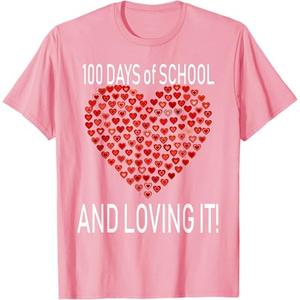Loving 100 Days of School Shirt Cute Heart Happy Gift Outfit T-Shirt, M