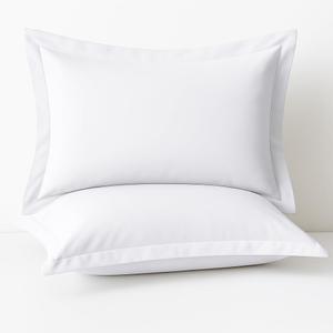 2 Pack Pillow Shams Standard Size 20x26 600 Thread Count 100% Organic Cotton White Pillow Covers with 2 Inch Flange, Soft & Smooth Premium Hotel-Quality Pillowcases Set of 2 White