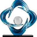 Abstract Art Sculpture, Resin Gold Decorative Statue, Modern White Ornaments for Living Room, Decorativas Modernas for Coffee Table/Entryway/Office Collectibles (Blue)