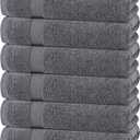 White Classic Wealuxe Grey Towels for Bathroom 6 Pack, Cotton Bath Towel Set for Hotel, Gym, Spa, Soft Extra Absorbent Quick Dry 24x50 Inch